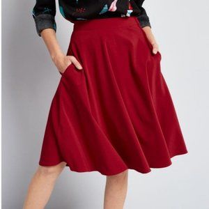Just This Sway Red A-Line Skirt